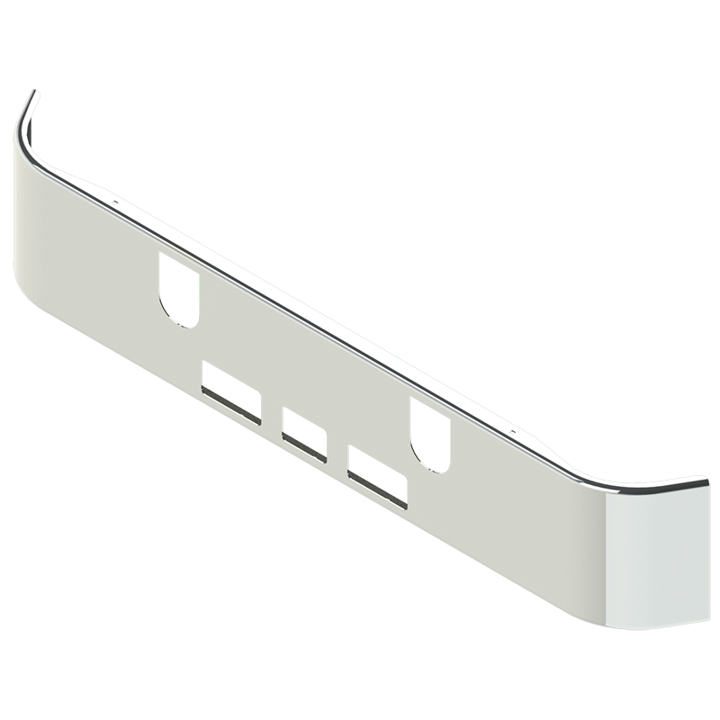 E-GJ-2210-19 16'' MACK CH SET FORWARD AXLE BUMPER W/ TOW/ FOG / STEP HOLES ( BRACKETS BOLTED IN) 1994-2004 MACK BUMPER Light Gray