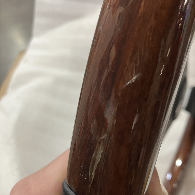 SC-10345 Startruck - 18" Mahogany Look/Black Leather Rim, Polished Aluminum 4-Spoke, Sport 4 Pad, SCI Horn Button - Matte Black *light scratches* Light Gray