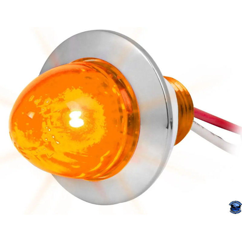 Grand General 1" Mini Push/Screw watermelon LED  Light With Chrome Plastic Bezel watermelon sealed led Amber/Amber Light Gray