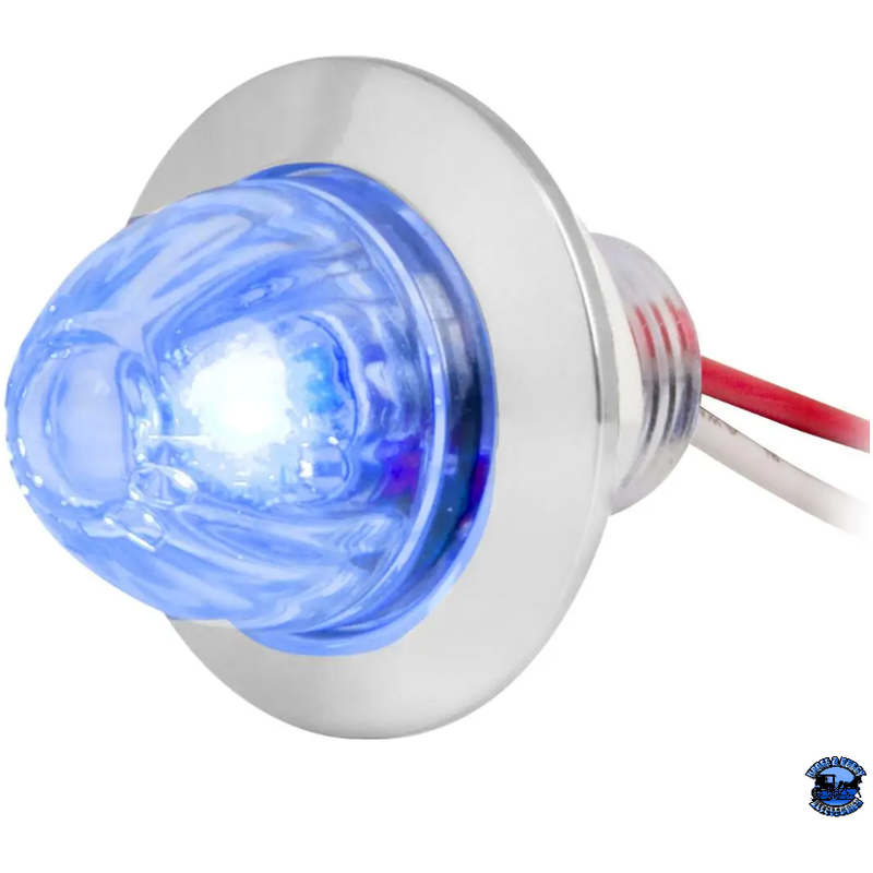 Grand General 1" Mini Push/Screw watermelon LED  Light With Chrome Plastic Bezel watermelon sealed led Blue/Clear Light Steel Blue