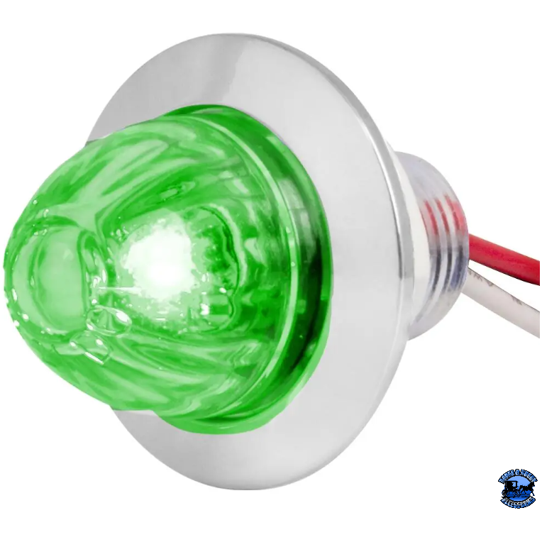 Grand General 1" Mini Push/Screw watermelon LED  Light With Chrome Plastic Bezel watermelon sealed led Green/Clear Light Gray