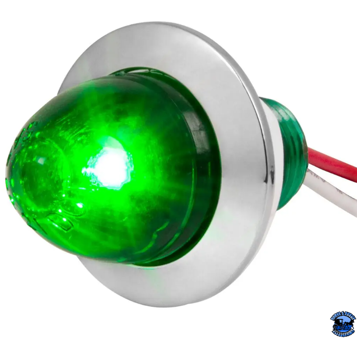 Gray Grand General 1" Mini Push/Screw watermelon LED  Light With Chrome Plastic Bezel watermelon sealed led Green/Green