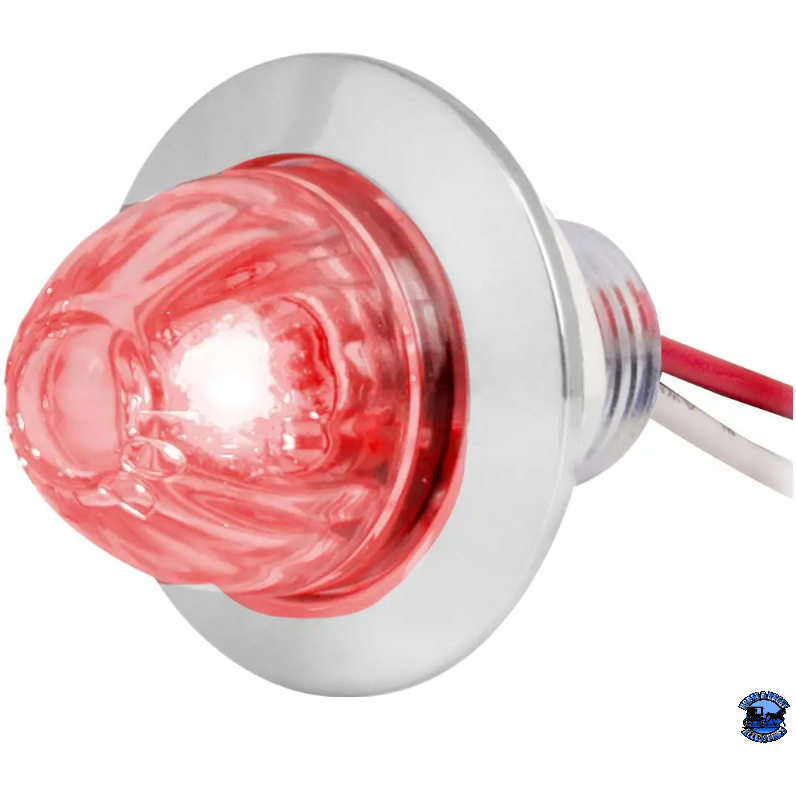 Grand General 1" Mini Push/Screw watermelon LED  Light With Chrome Plastic Bezel watermelon sealed led Red/Clear Thistle