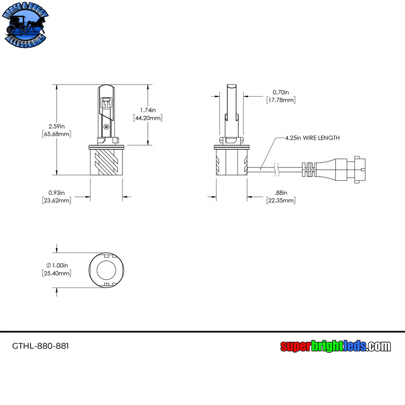 SB-GTHL-880-881 880 / 881 LED Fog Light Bulbs - Fanless - 5,000 Lumens/Set - 6500K