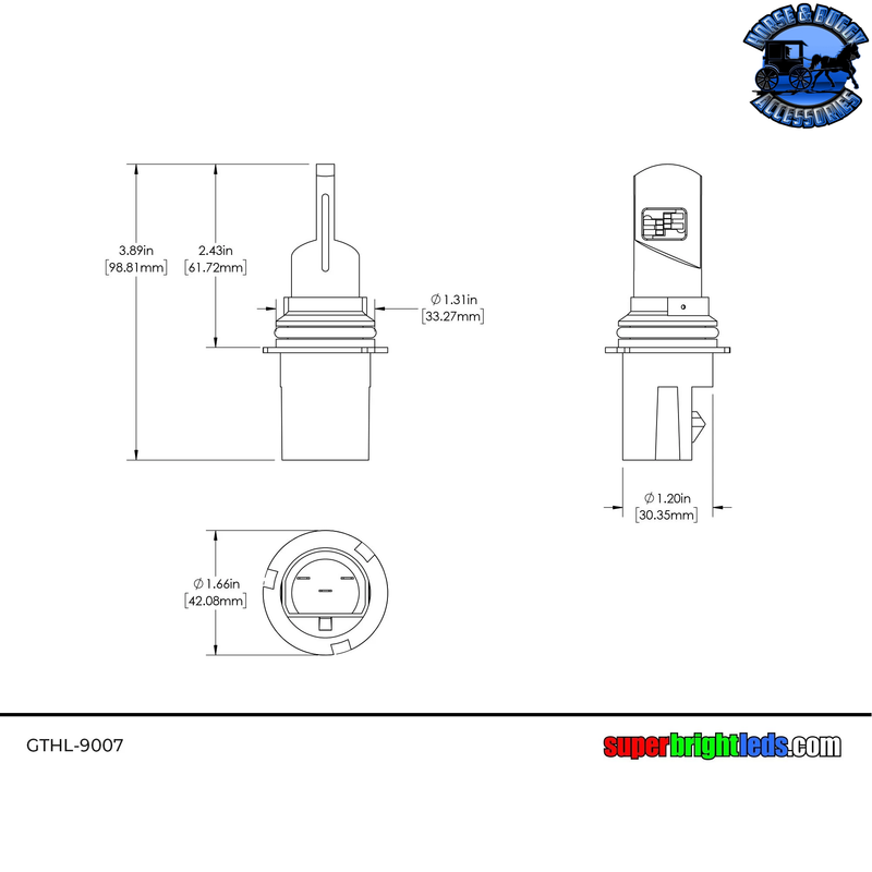 SB-GTHL-9007 9007/HB5 LED BULBS - DUAL BEAM - FANLESS - 5,000 LUMENS/SET - 6500K