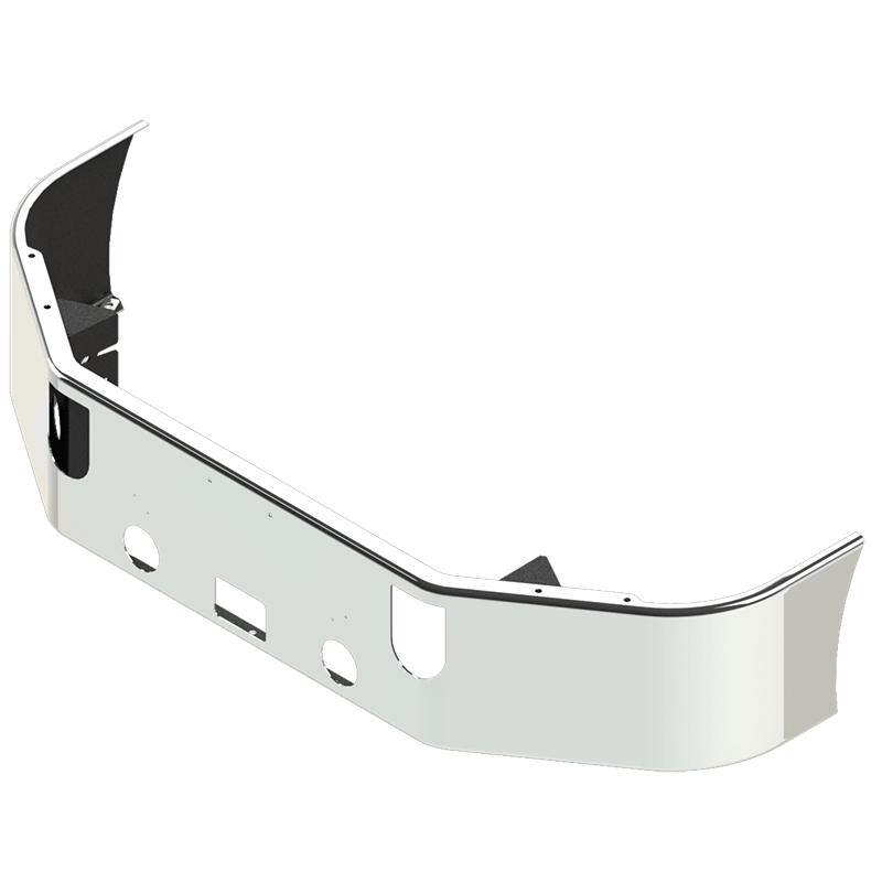 E-GW-1210-16 16'' MACK BUMPER W/BOLT & TOW & FOG LIGHT & STEP HOLE MACK BUMPER Light Gray