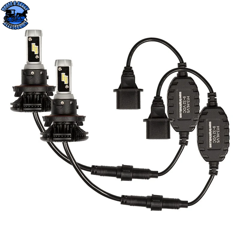 SB-H13-HLV5 H13 LED Fanless Headlight/Fog Light Conversion Kit with Adjustable Color Temperature and Compact Heat Sinks - 5,000 Lumens/Set
