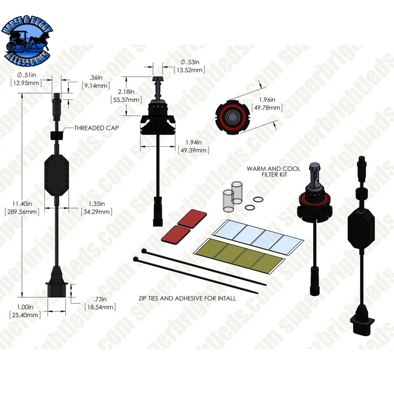 SB-H13-HLV5 H13 LED Fanless Headlight/Fog Light Conversion Kit with Adjustable Color Temperature and Compact Heat Sinks - 5,000 Lumens/Set