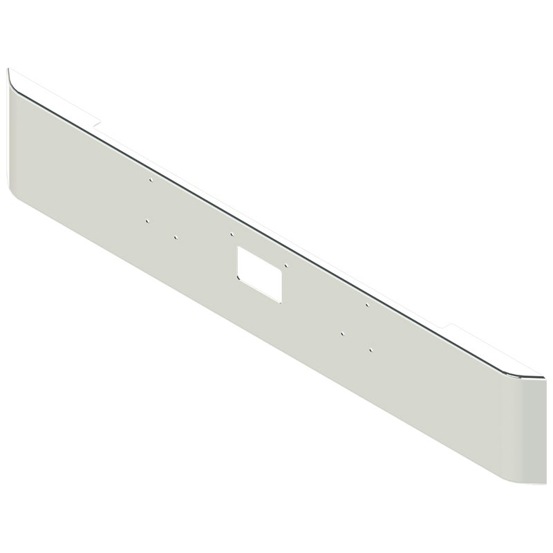 E-HC-0010-05 16'' PETE ROLLED EGDE BUMPER W/TOW & BOLT HOLES PETERBILT BUMPER Light Gray