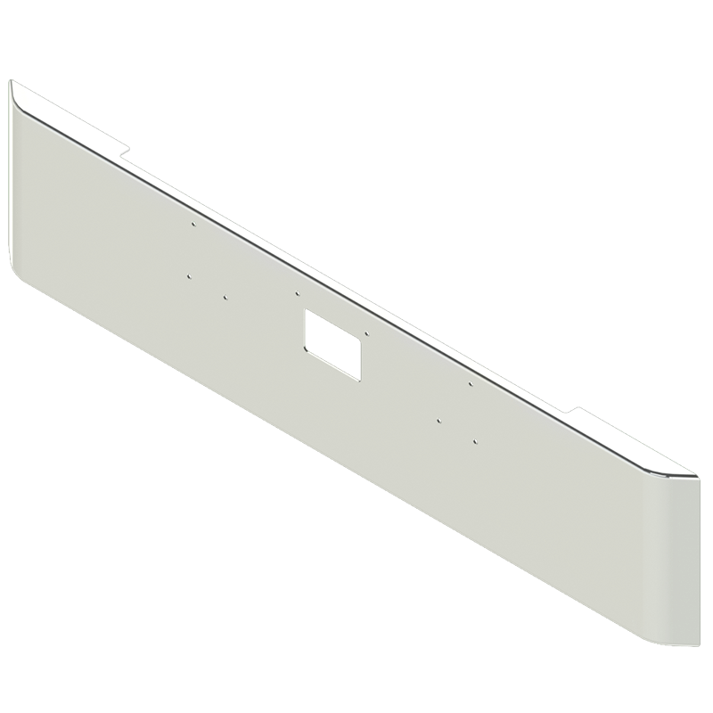 E-HC-0010-41 20'' PETE 379 ROLLED END BUMPER W/TOW & BOLT HOLES PETERBILT BUMPER Light Gray