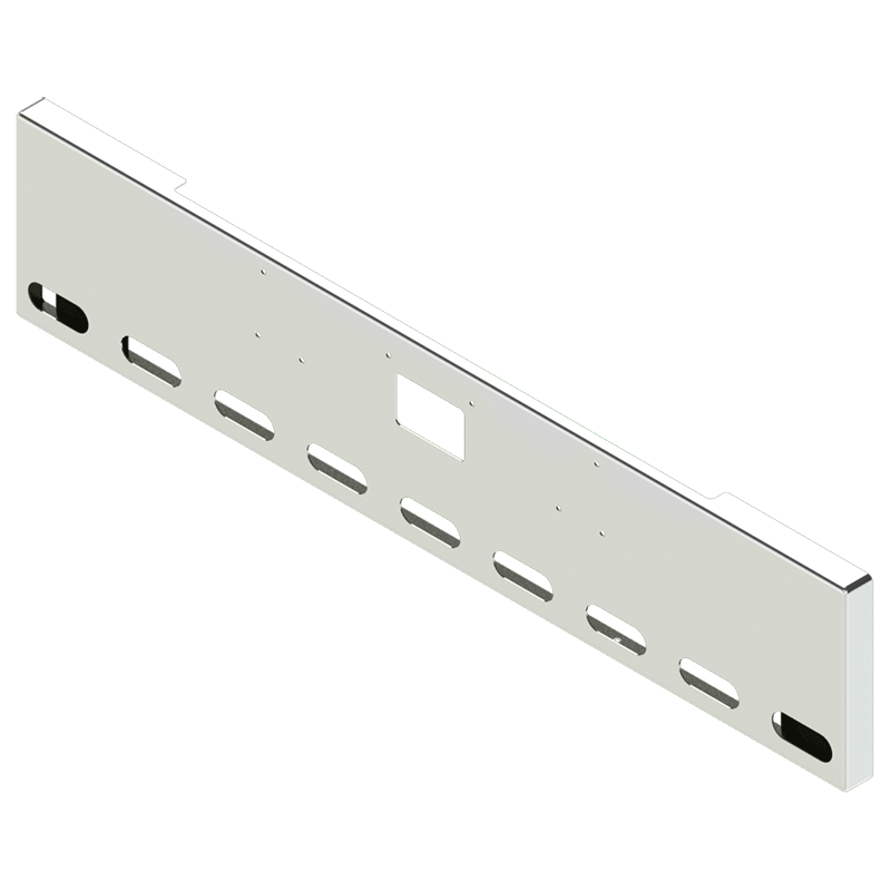 E-HC-0010-51-009 20'' PETE 379 BOXED END BUMPER W/TOW & BOLTS HOLES & 9 OVAL LIGHT HOLES PETERBILT BUMPER Light Gray