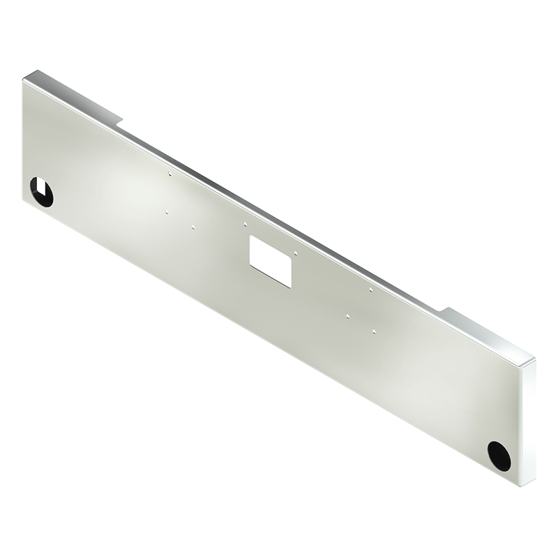 E-HC-0010-51-R2C 20'' PETE 379 BOXED BUMPER W/ONE 4'' LIGHT HOLE ON EACH END W/TOW & BOLT HOLES PETERBILT BUMPER Light Gray