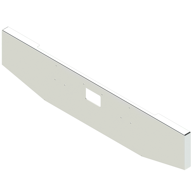 e-HC-0010-74 20'' TAPERED TO 16'' BOXED BUMPER 379 PETE W/TOW HOLE PETERBILT BUMPER Light Gray