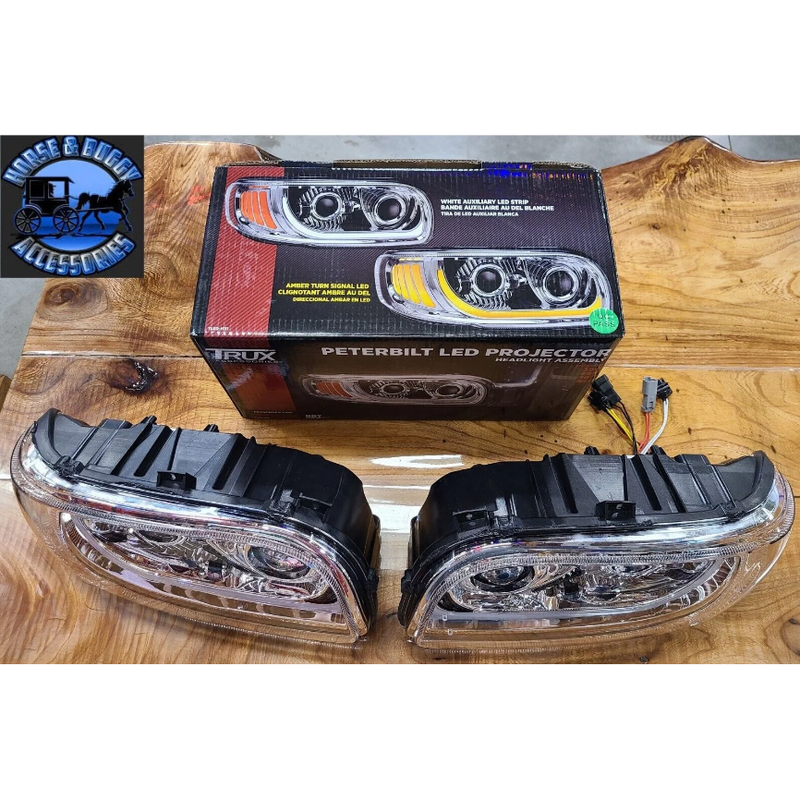 Peterbilt 389 Trux headlights (Choose style and Color) dot approved (ALL LED) PETERBILT Heated / Chrome / Driver's Side,Heated / Chrome / Passenger's Side,Heated / Black / Driver's Side,Heated / Black / Passenger's Side,Standard / Chrome / Driver's Side,Standard / Chrome / Passenger's Side,Standard / Black / Driver's Side,Standard / Black / Passenger's Side Rosy Brown