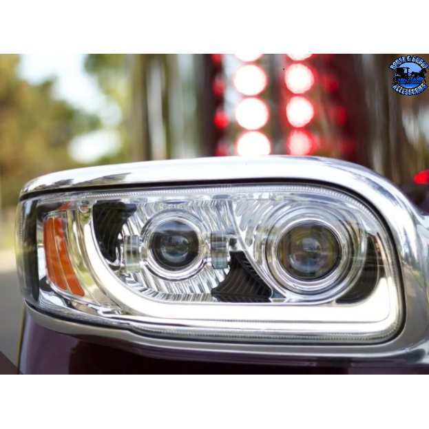 Peterbilt 389 Trux headlights (Choose style and Color) dot approved (ALL LED) PETERBILT Standard / Chrome / Passenger's Side Dark Gray