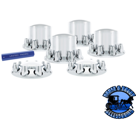 Light Gray UP-10305 Dome Axle Cover Combo Kit With 33MM Standard Thread-On Nut Covers & Nut Cover Tool - Chrome