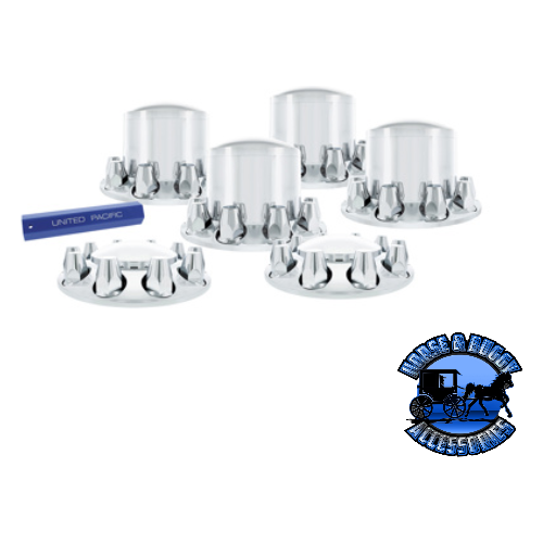Light Gray UP-10305 Dome Axle Cover Combo Kit With 33MM Standard Thread-On Nut Covers & Nut Cover Tool - Chrome