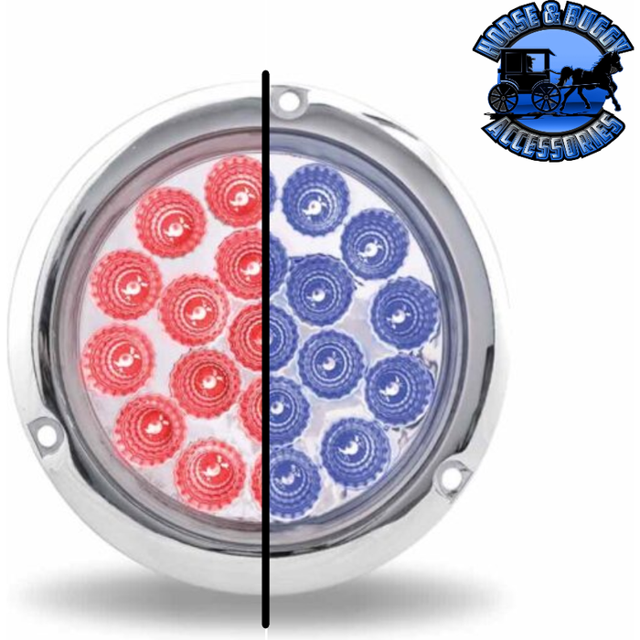 Gray 4" Round Trux Dual Revolution LEDs Flange mount  (Choose Style and Color) 4" ROUND Red to Blue Flange Mount -  #TLED-4XRBF