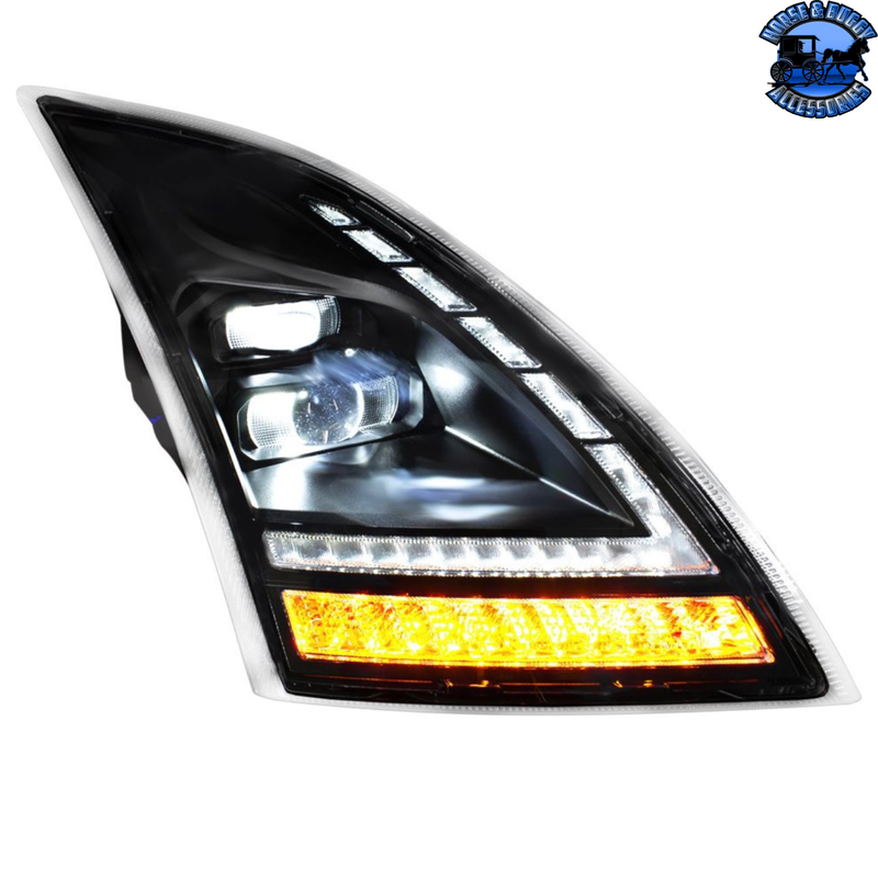 Full LED Headlight With LED Turn Signal and DRL For 2018-2024 Volvo VNL (Choose Side)