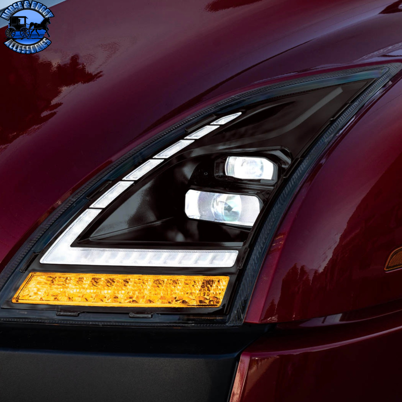 Full LED Headlight With Switchable Sequential Turn Signal. 2018-2024 Volvo VNL (Choose Side)