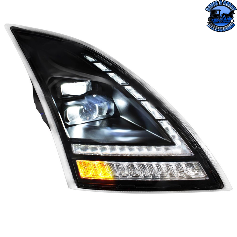 Full LED Headlight With Switchable Sequential Turn Signal. 2018-2024 Volvo VNL (Choose Side)