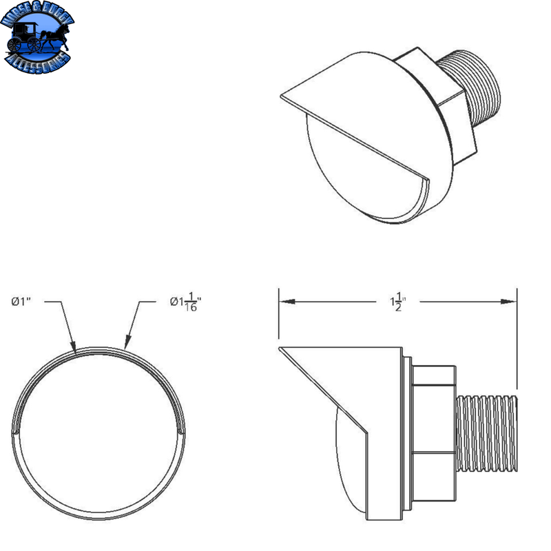 3 luces LED de alta potencia de 1" (espacio libre/marcador) con visera - LED blanco/lente transparente