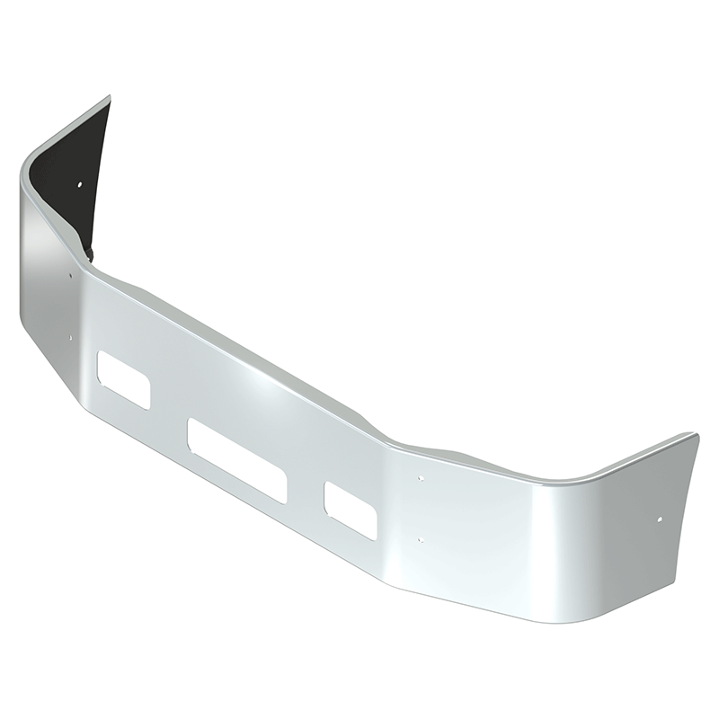 E-HS-0210-17 18'' PETE 387 SET BACK AXLE BUMPER W/ BOLT, STEP & FOG LIGHT HOLES (2002-2010) BRACKETS INCLUDED PETERBILT BUMPER Light Gray