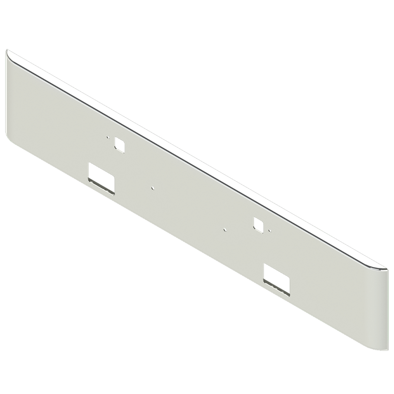 E-HV-2010-06 18'' PETE 388/389/367 ROLLED END BUMPER W/TOW; BOLT & FOG LIGHT HOLES PETERBILT BUMPER Light Gray