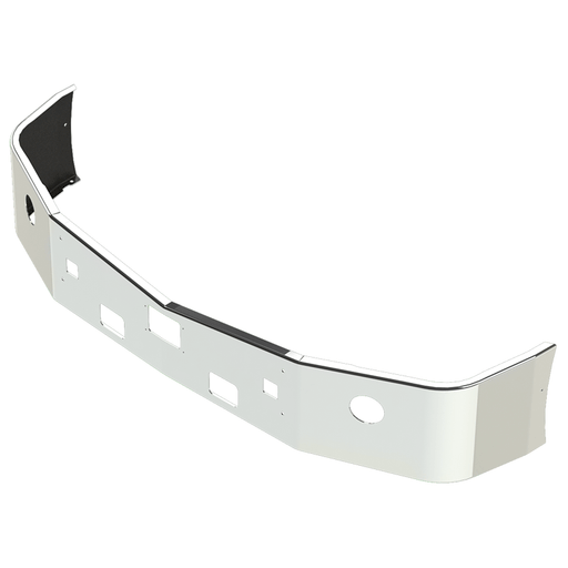 HZA-5110-17Y-V4  579 PETERBILT 18" SET BACK AXLE, STEPS AND TOW PIN HOLES 10 GA STEEL CHROME, BOLT HOLES, FACTORY LIGHT HOLES, RADAR ACCOMMODATION BUMPER Light Gray