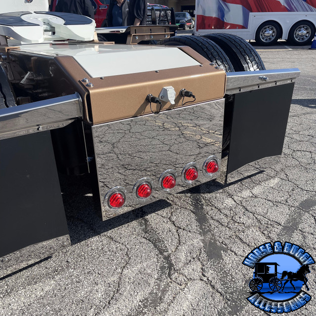 Iowa Customs 304 Stainless Rear Center Panel - 20" Drop (Choose Style) REAR CENTER PANEL IC983005-14 (4) 4" Light Holes | #8 304 Polished Stainless Steel,IC983006-14 (5) 4" Light Holes | #8 304 Polished Stainless Steel,IC983007-14 (3) 3/4" lights & (5) 4" Round Lights | #8 304 Polished Stainless Steel,IC983008-14 (5) 3/4" lights & (4) 4" Round Lights | #8 304 Polished Stainless Steel,IC983050-14 (4) 4" Light Holes & (4) 4" Light Holes in Back Panel | #8 304 Polished Stainless Steel,IC983051-14 (5) 4" Light 