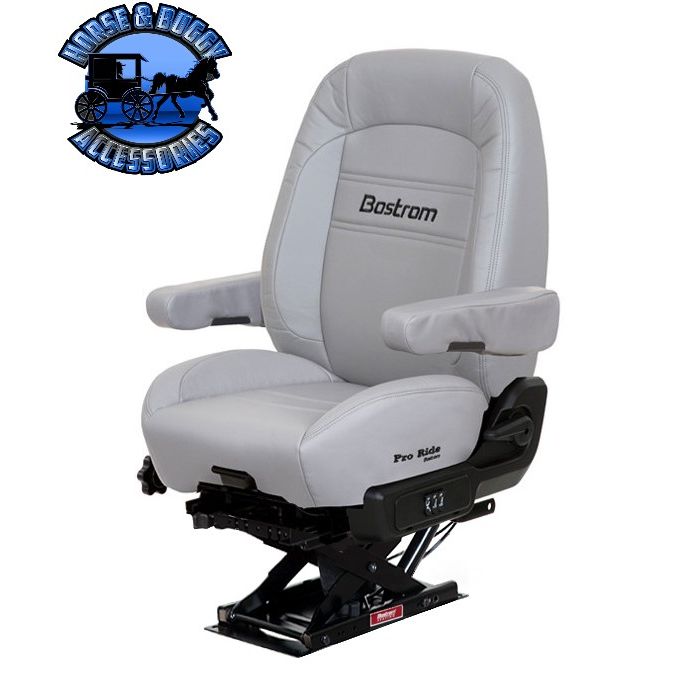 #8230001-902  Bostrom Pro Ride Truck Seat, Grey Ultra-leather, LoPro - 910, Dual 16" Armrests, Mid-Back