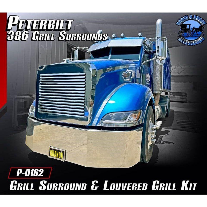 Peterbilt 386 front grill kit surround with insert (all years) Aranda grill surround LOUVERED BARS P-0162 Dark Slate Gray