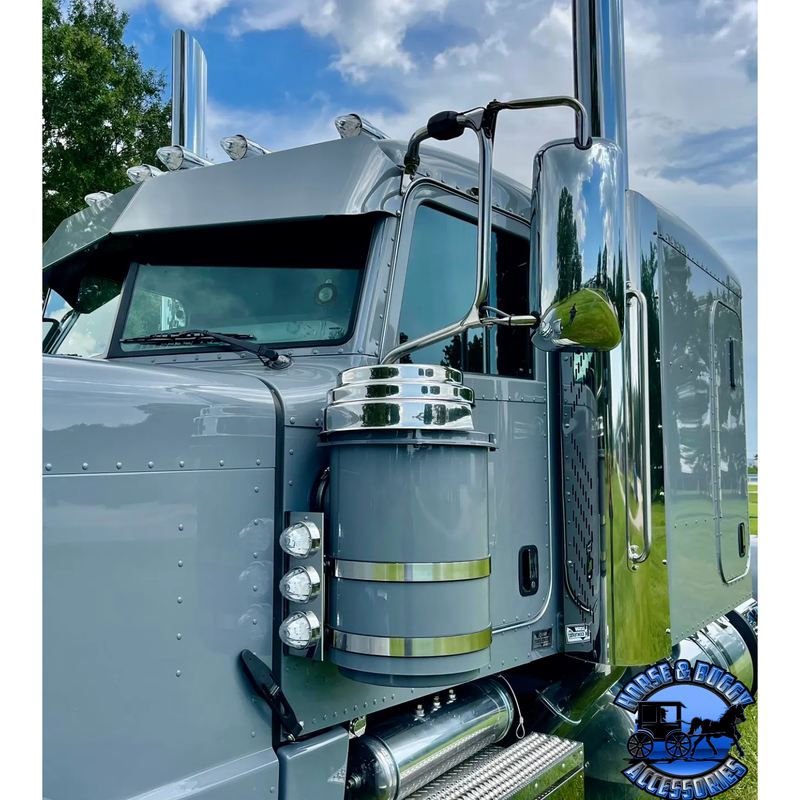 Peterbilt SQUARE 3 watermelon air cleaner front light mount 304 stainless (sold in pairs) #5600 AIR CLEANER BRACKET Light Slate Gray