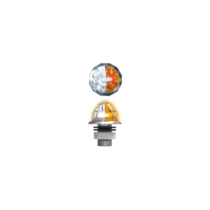 Gray Roadworks mini 3/4" (JEWEL) dual function clearance light (choose color) watermelon sealed led AMBER CLEAR LENS #JWL1017