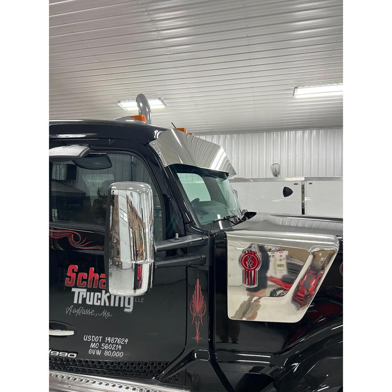 Rollin Low 12" Straight Visor (Kenworth T680, T880, W990) (Peterbilt 567, 579, 589)  #3002 PETERBILT VISOR Dark Gray