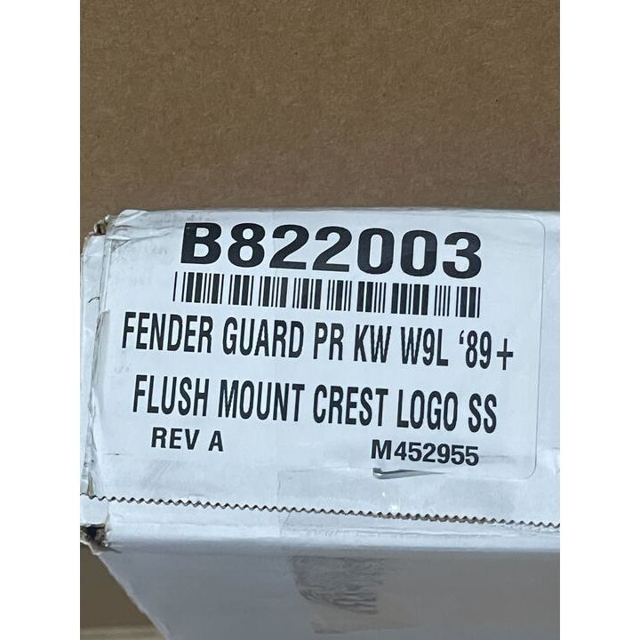 B822003 FENDER GUARD Pair W9L `89+ FLUSH MOUNT (With Kenworth logo)