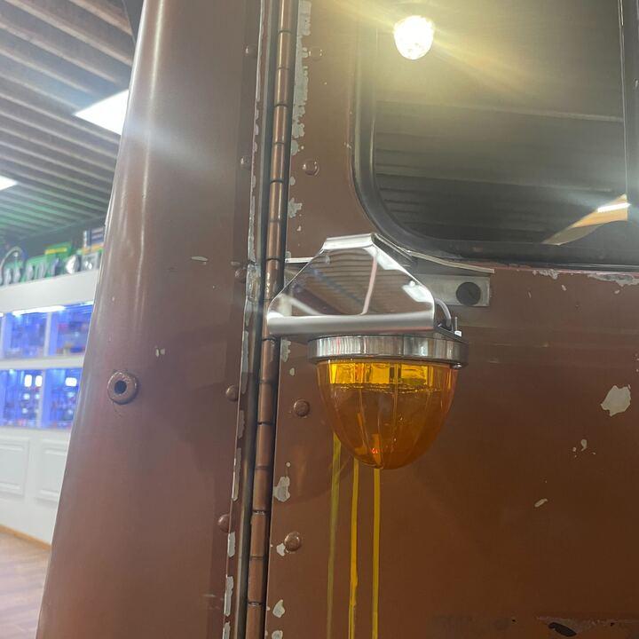 SS-1065  angled FACING DOWN watermelon mirror bracket; 304ss sold in indiviudually Dim Gray