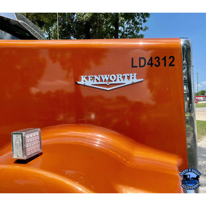 NU-2001 Kenworth hood decal emblem logo replacement stainless (sold by the piece) #2001 EMBLEM Saddle Brown