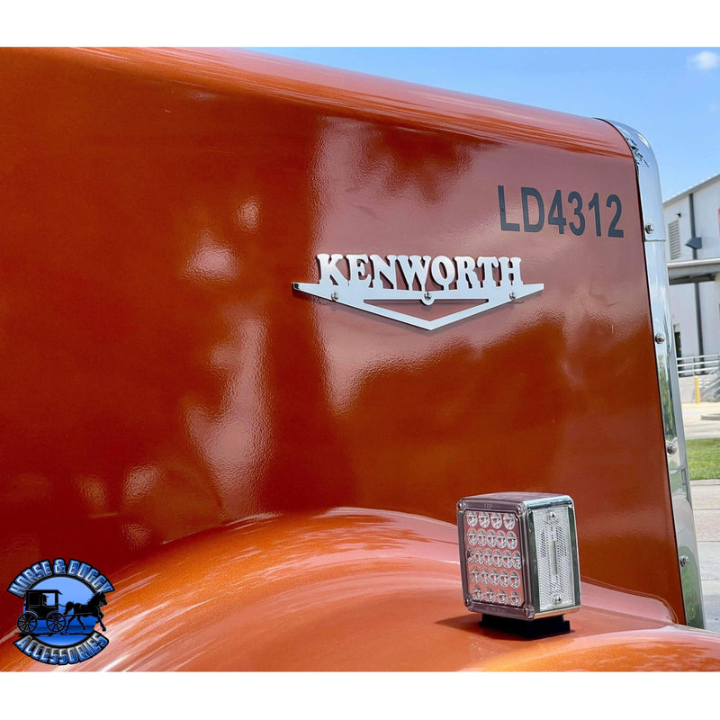 NU-2001 Kenworth hood decal emblem logo replacement stainless (sold by the piece) #2001 EMBLEM Saddle Brown