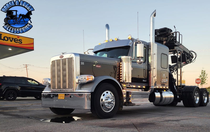 Rollin Low 12" Straight Visor (Kenworth T680, T880, W990) (Peterbilt 567, 579, 589)  #3002