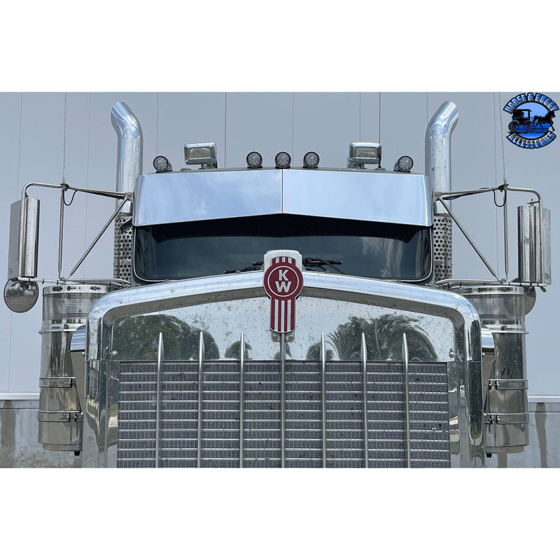 Rollin Low "Left Lane" 14 guage Kenworth Visor 13x11" Bowtie- #2026 visor Dark Gray