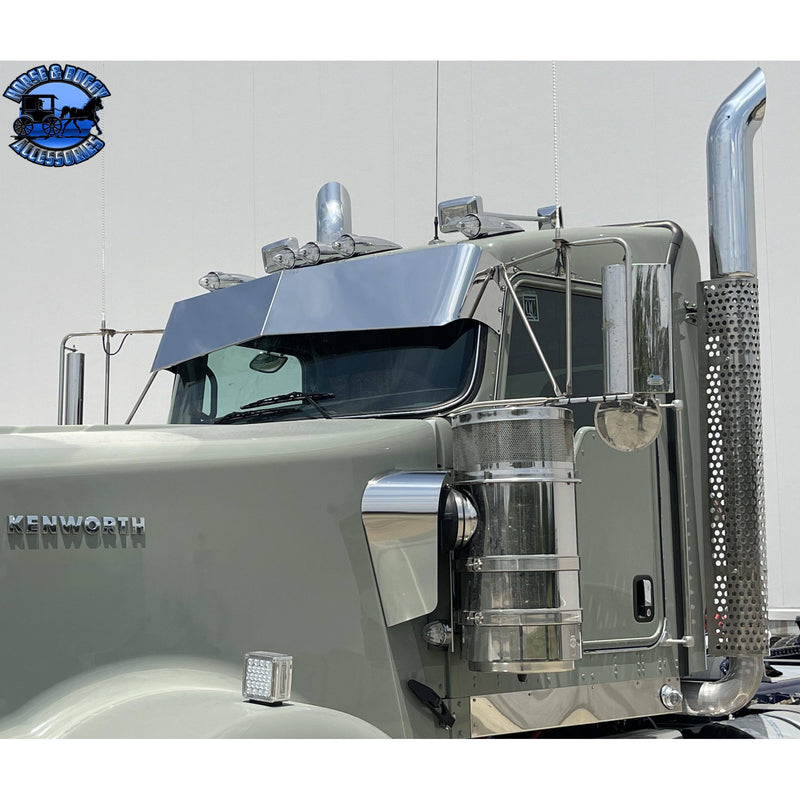 Rollin Low "Left Lane" 14 guage Kenworth Visor 13x11" Bowtie- #2026 visor Dark Gray