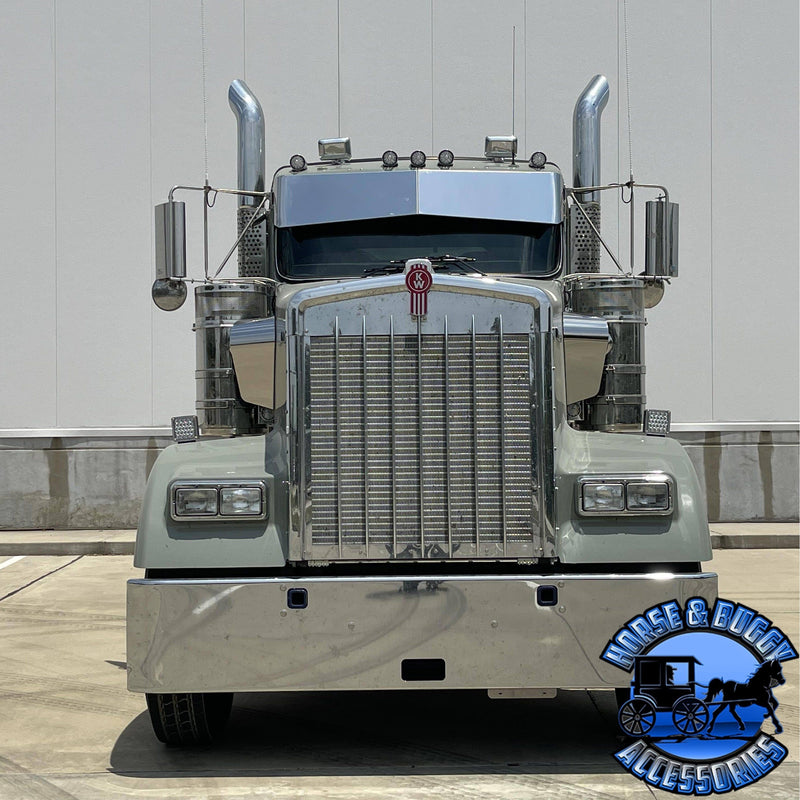 Rollin Low "Left Lane" 14 guage Kenworth Visor 13x11" Bowtie- #2026 visor Dark Gray