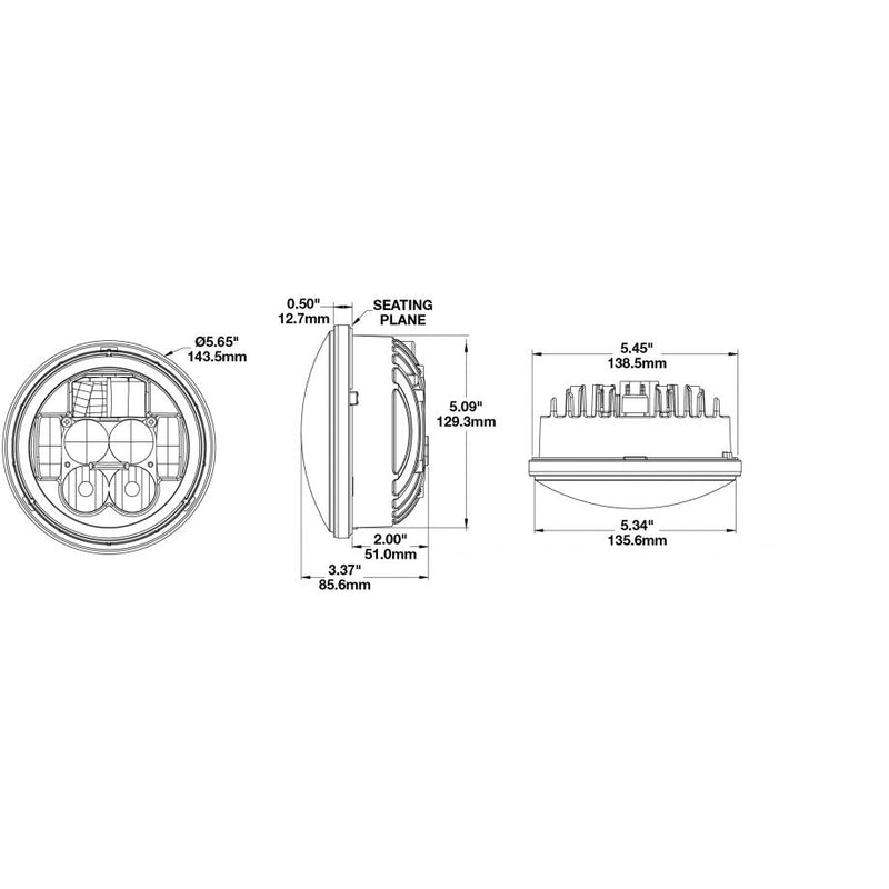 #0550921 J.W. Speaker 5-3/4" 8630 Evolution Headlight (Fits 359 style housings)