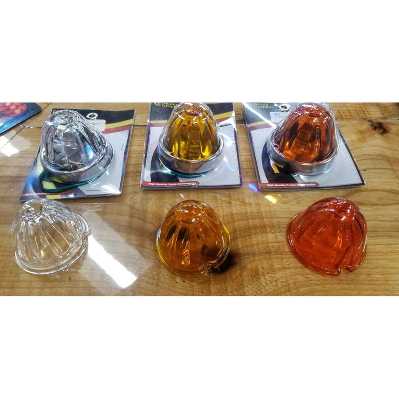 Grand General Flush Mount (1157 2 wire) 3.5" Watermelon Glass Marker Light Kits (CHOOSE COLOR) watermelon glass lens RED,DARK AMBER,LIGHT AMBER,CLEAR,BLUE,PURPLE,GREEN Dim Gray