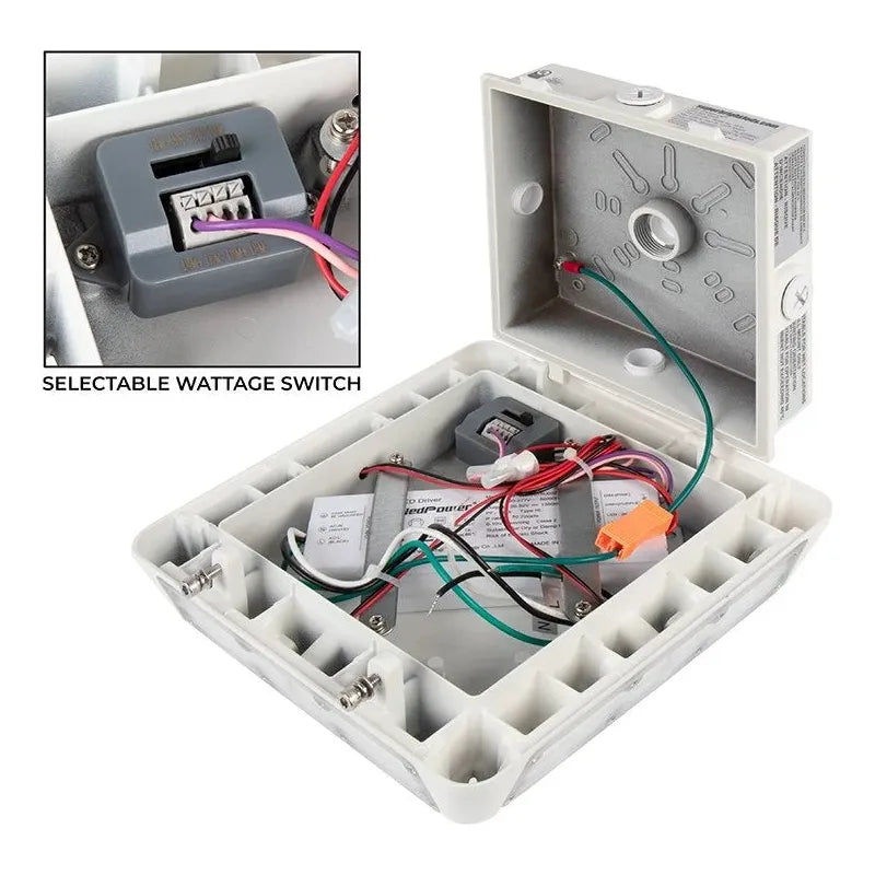 SB-LPG-50K70WS LED Canopy Light - Selectable Wattage - Up To 8,750 Lumens - 30W / 45W / 60W / 70W - 5000K - White Finish Gray
