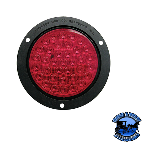 Dark Slate Gray M418R-P 4" Red LED Stop/Turn/Tail, Round, 36 Diodes, w/ Flange & Adapter Plug, Bulk Pack