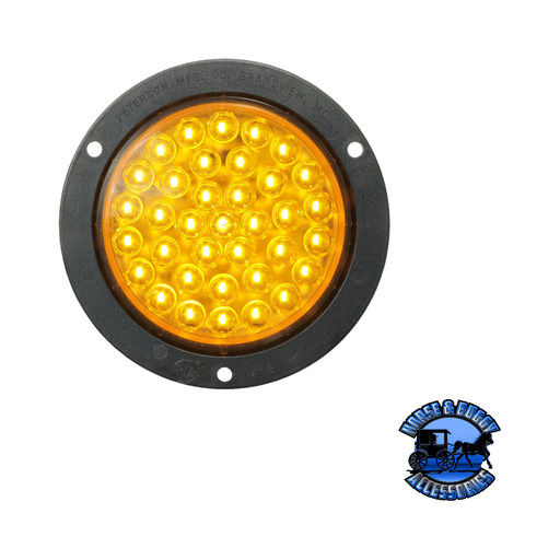 Dark Slate Gray M818A-36 4" Amber LED Turn Signal, Front & Rear, Round, AMP, Flange-Mount