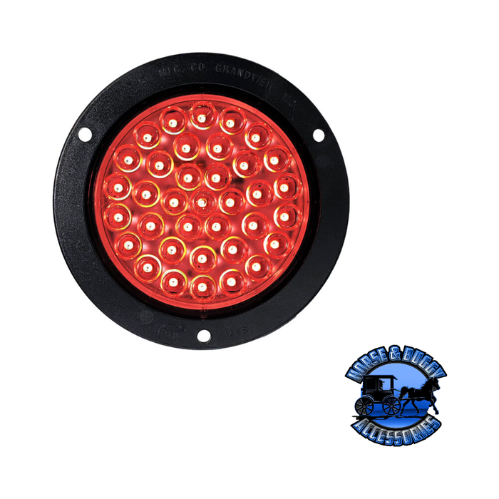 Black M818CR-36 4" Red Clear Lens LED Stop/Turn/Tail, Round, 36 Diode AMP Housing