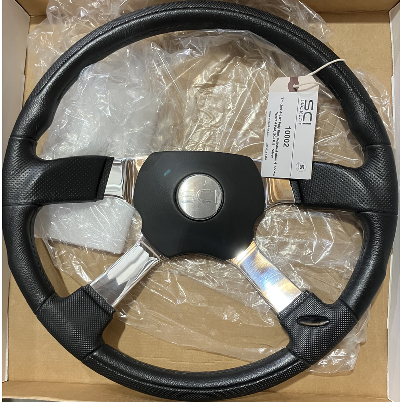 SC-10002 Trcker 4-18" Black Poly Rim, Polished Alum 4-Spoke, Sport 4 Pad - Silver Rosy Brown